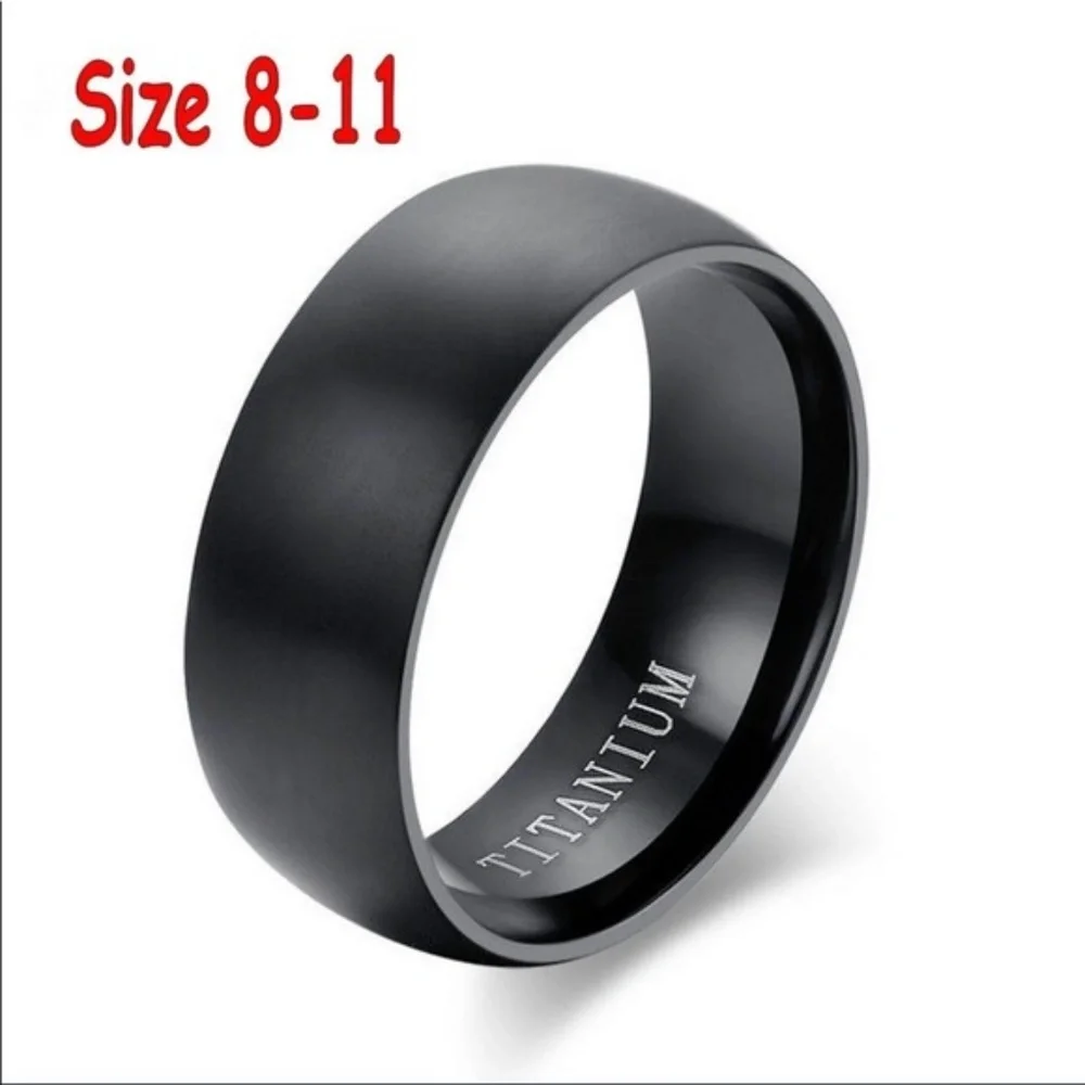 Titanium Matte Wide Basic Blk Gld Band Ring 8-12